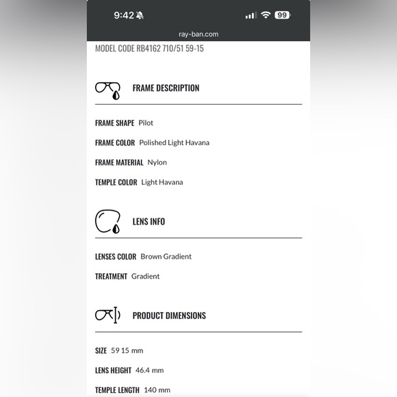 Brand New! - Ray Ban RB4162 Aviator Havana Brown sunglasses - Picture 9 of 9